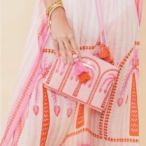 Spartina 449 Pink and Orange Clutch with Geometric Patterns